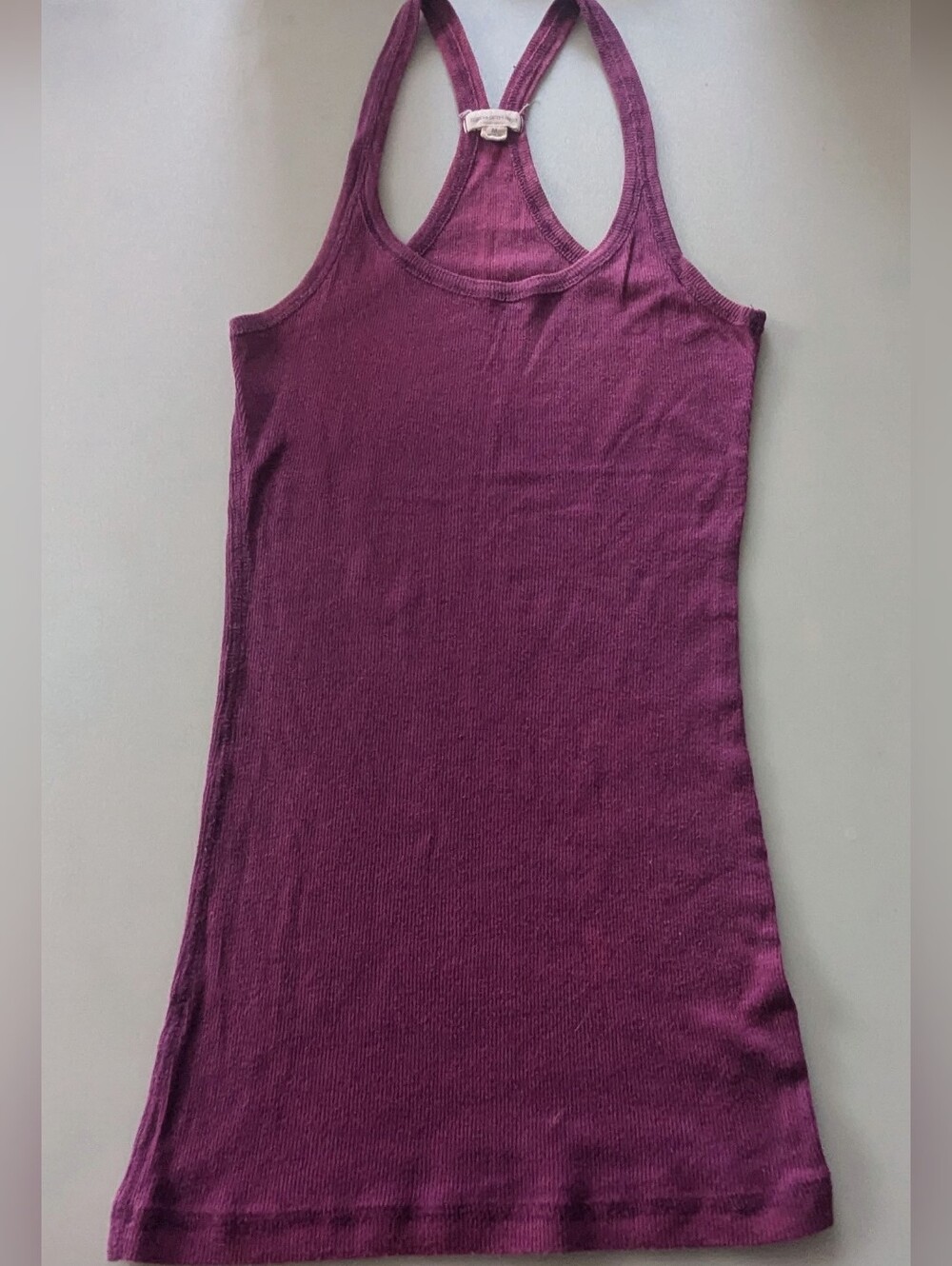 Zenana Outfitters Youth Girls Stretch Cotton Purple Ribbed Tank Top. Size M